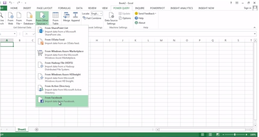 Power Query - Obtenha dados do Facebook no Excel 2013