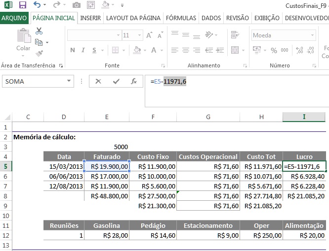 Dica funcionalidade tecla F9 para visualizar valores de cálculos no Excel